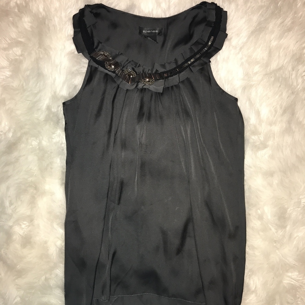 Spense grey sleeveless dressy blouse